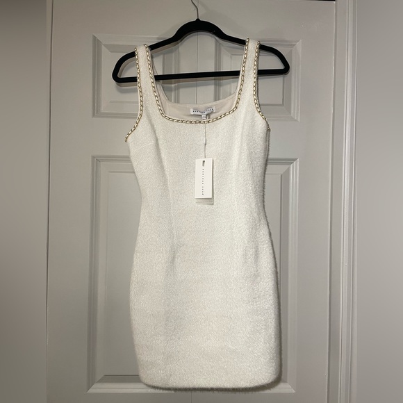 NWT Endless Rose Ivory Gold Chain Trimmed Square Neck Mini Dress, S - Picture 5 of 6